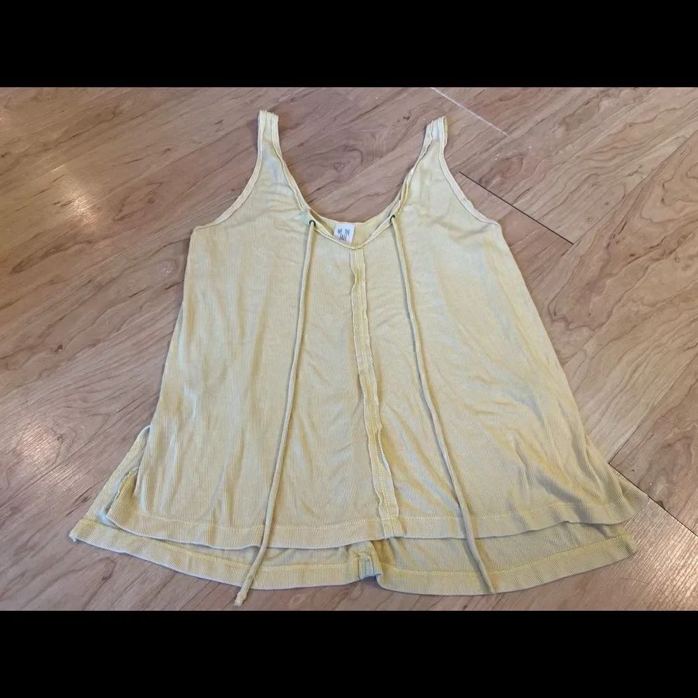 We the Free Free People yellow ribbed lightweight pale yellow tank top